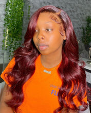 Load image into Gallery viewer, MAROON BURGUNDY: COLORED WIGS (13x6) HD FULL FRONTAL WIGS