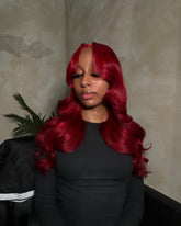 RUBY RED🍒 :COLORED WIGS (13x6) TRANSPARENT FULL FRONTAL WIGS
